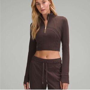 lululemon espresso and gold zipper half zip define jacket
